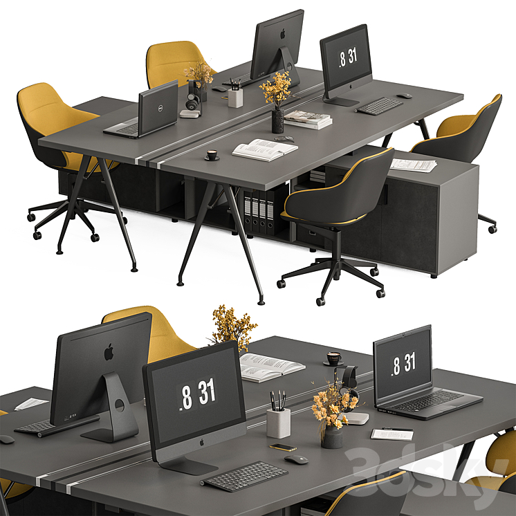 Employee Set – Office Furniture 380 3DS Max - thumbnail 2