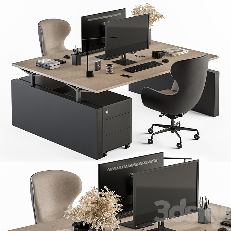 Employee Set – Office Furniture 427 3DS Max Model - thumbnail 1