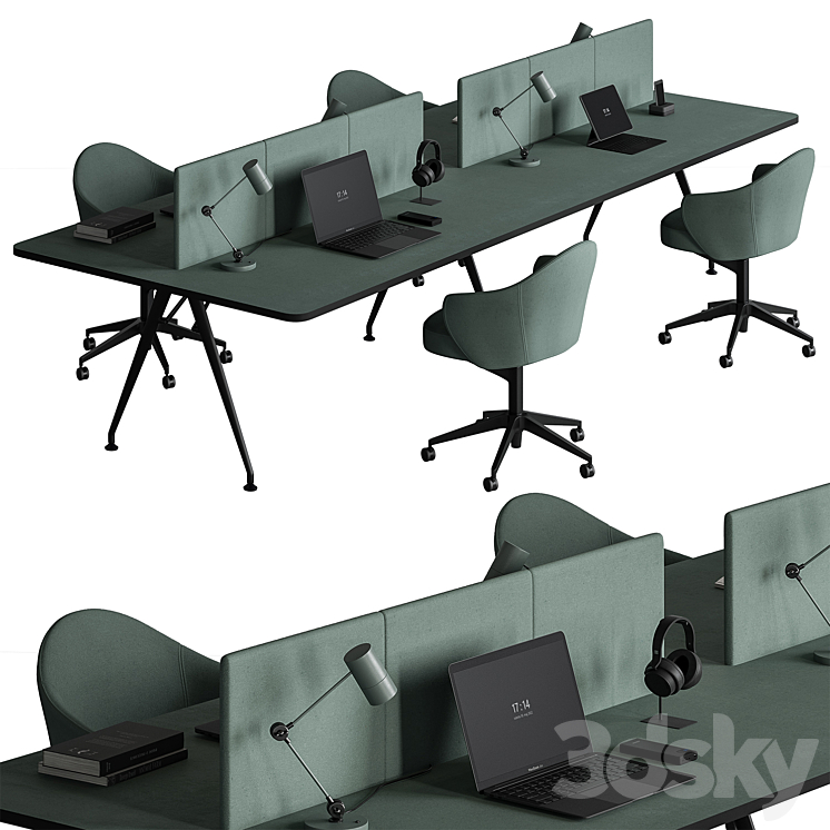 Employee Set – Office Furniture 460 3DS Max Model - thumbnail 1