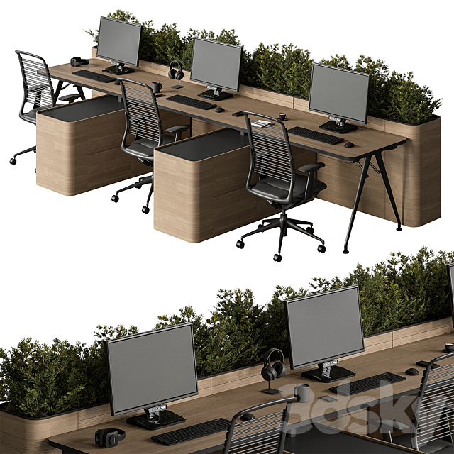 Employee Set – Office Furniture 488 3ds Max - thumbnail 2