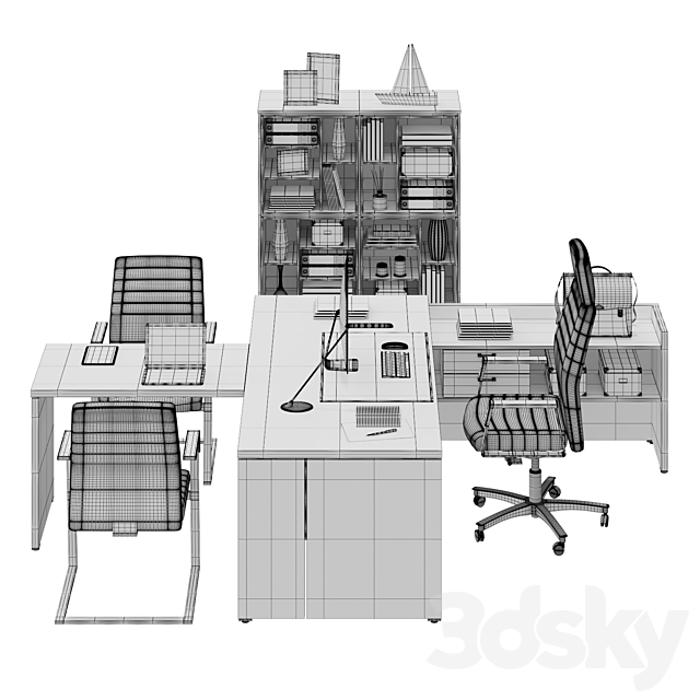 Executive table LAS DELTA EVO 3DS Max Model - thumbnail 3