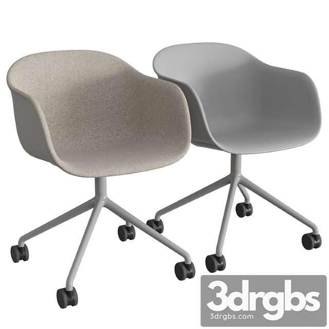 Fiber armchair swivel base w. castors 2 3dsmax Download - thumbnail 1