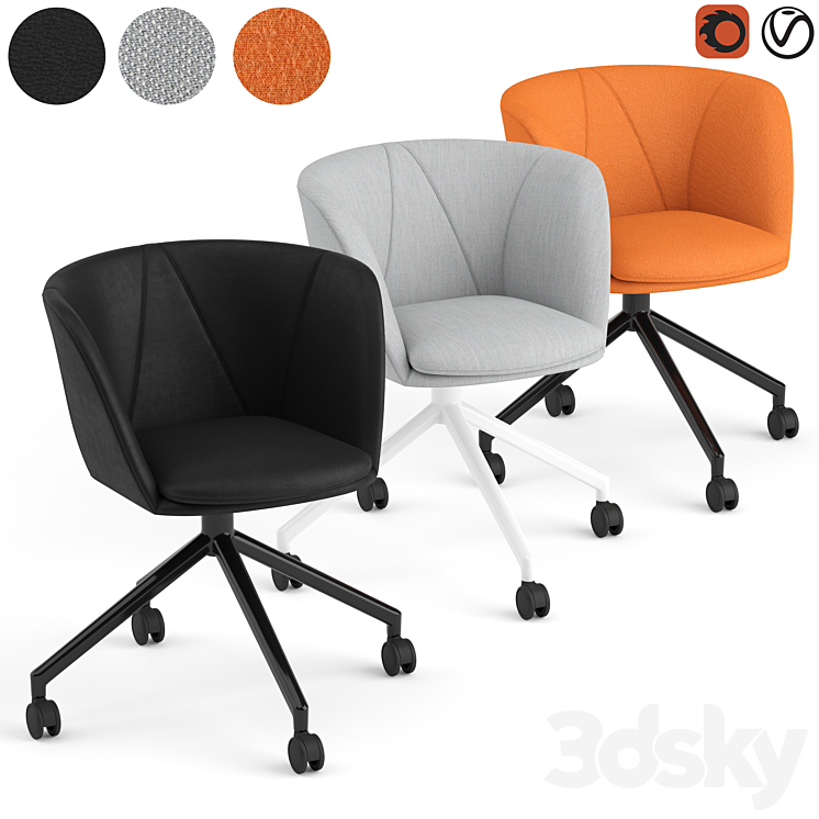 Fredericia Verve swivel castors chair 3DS Max - thumbnail 1