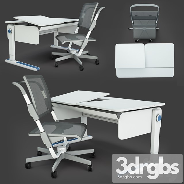 Function ergonomic desks and chairs 2 3dsmax Download - thumbnail 1