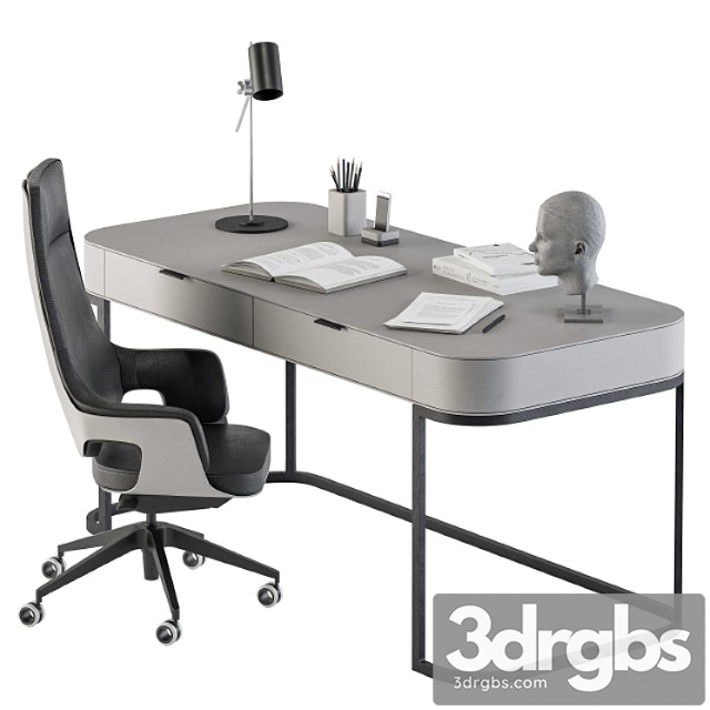 Gray and black writing desk – office set 180 - thumbnail 1