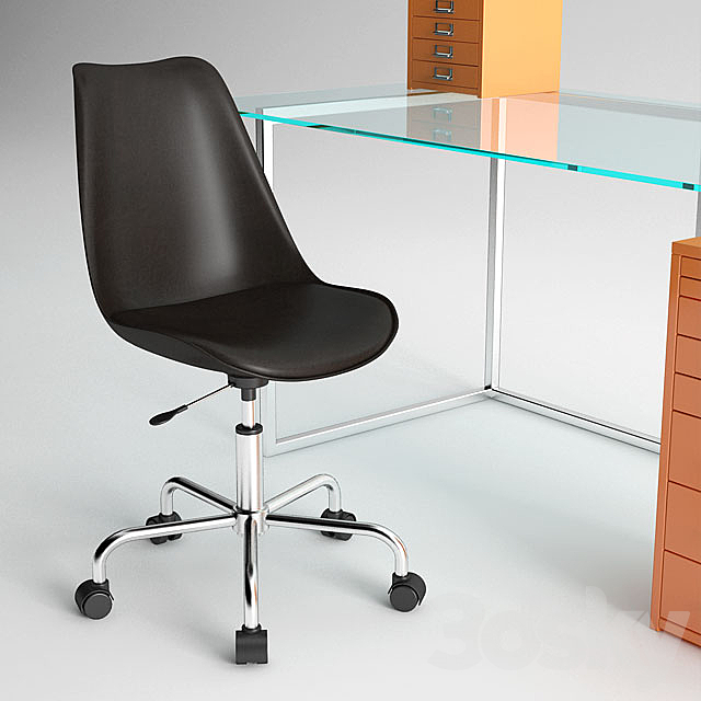 Habitat Ginnie Office Chair and Habitat Nic Glass Table 3ds Max - thumbnail 2