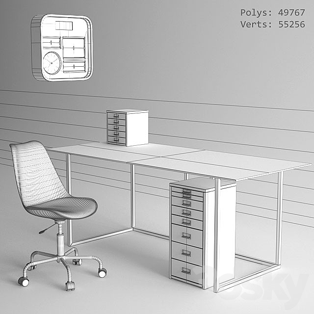 Habitat Ginnie Office Chair and Habitat Nic Glass Table 3ds Max - thumbnail 3