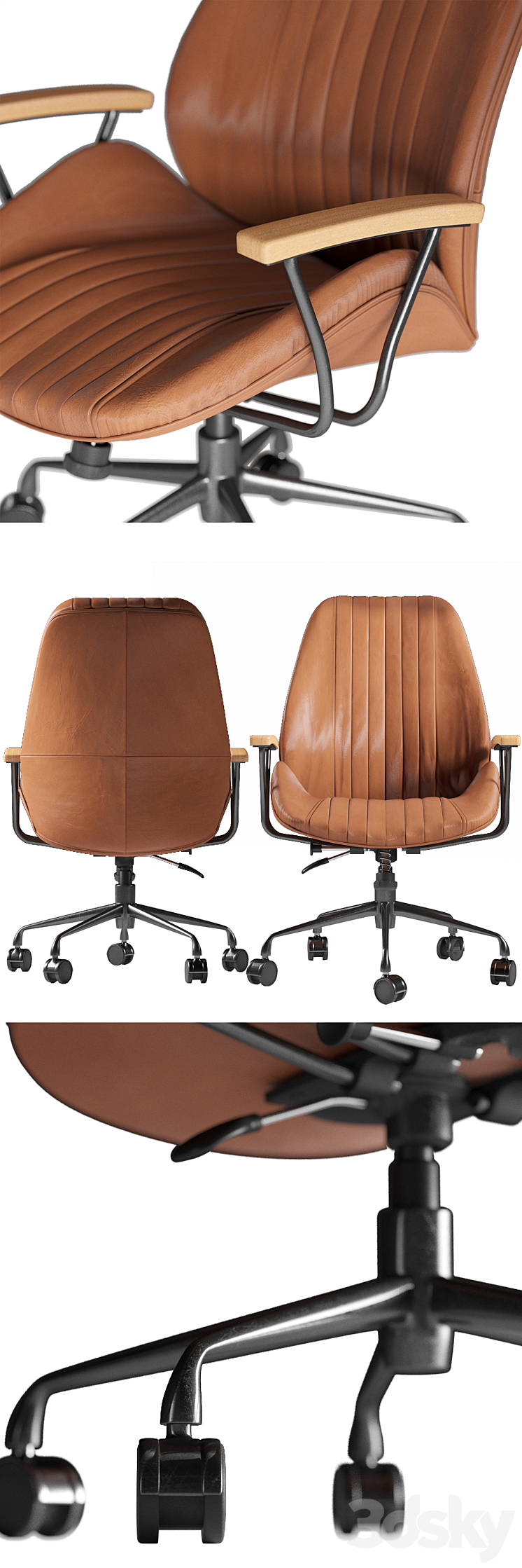 Hamilton Office Chair 3DS Max - thumbnail 2