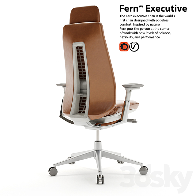 Haworth Fern Executive armchair 3DS Max Model - thumbnail 2