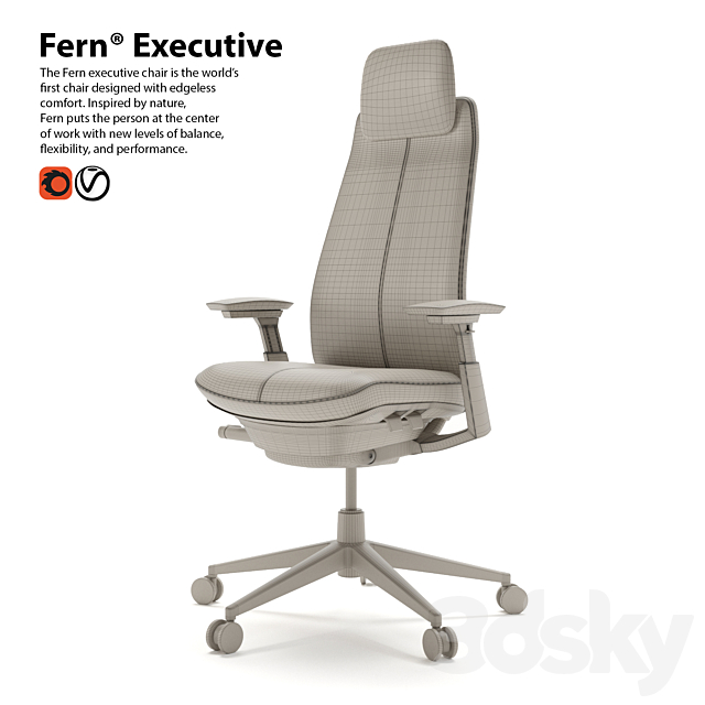 Haworth Fern Executive armchair 3DS Max Model - thumbnail 3