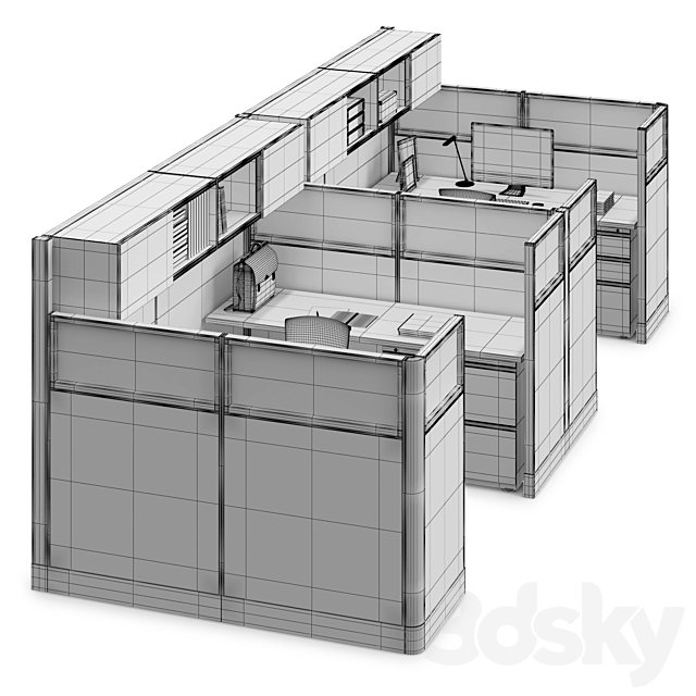 Herman Miller Action Office System (v11) 3DS Max Model - thumbnail 3