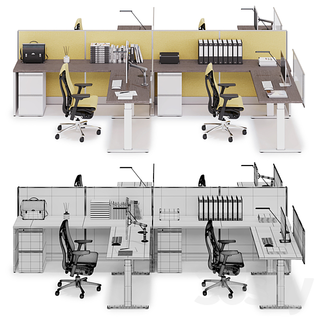 Herman Miller Action Office System (v7) 3DS Max Model - thumbnail 2