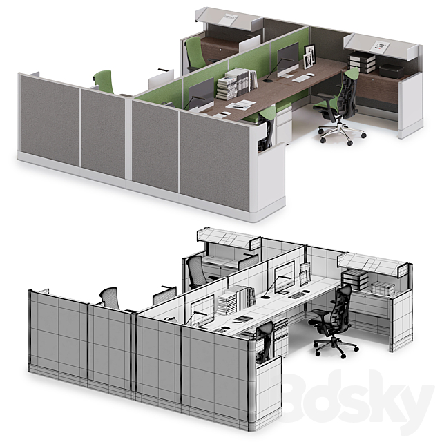 Herman Miller Action Office System (v8) 3DS Max Model - thumbnail 2