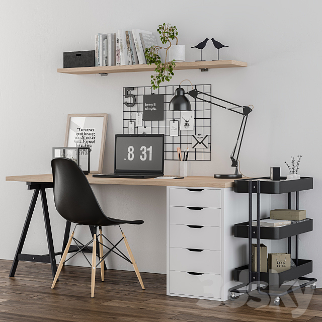 Home office ikea set 3DSMax File - thumbnail 1