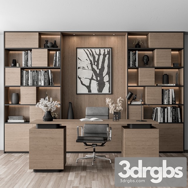 Home Office Set Office Furniture 349 3dsmax Download - thumbnail 1