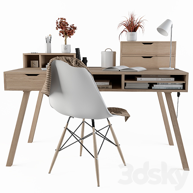 Home Office Table Wooden 3DSMax File - thumbnail 2