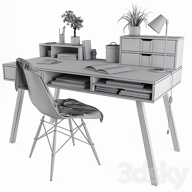 Home Office Table Wooden 3DSMax File - thumbnail 3