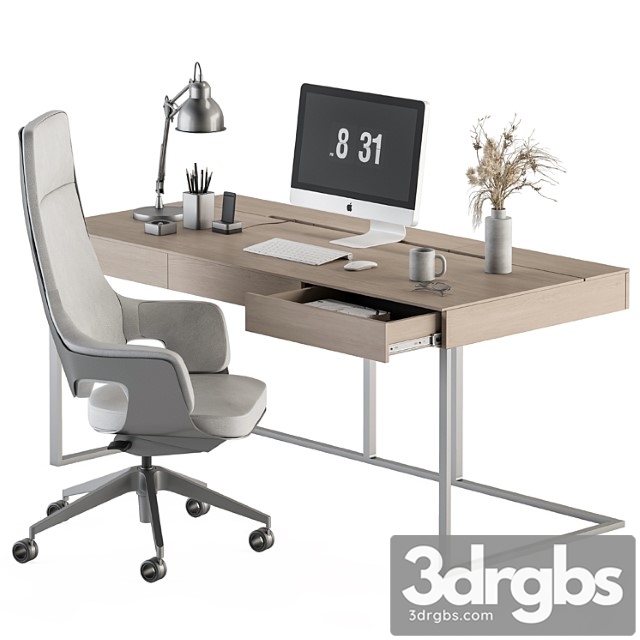 Home office white and wood table – office furniture 280 - thumbnail 1