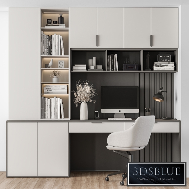 Home Office White Table – Office Furniture 260 3DS Max - thumbnail 3