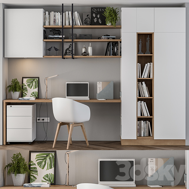 Home office white wood 3DSMax File - thumbnail 2