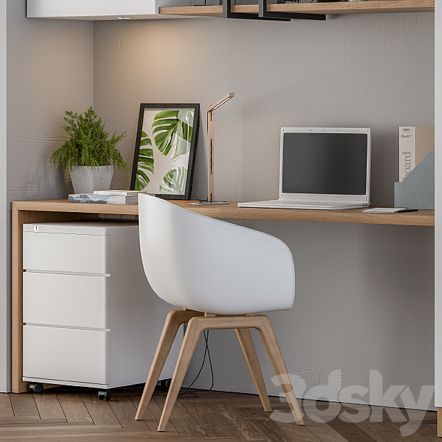 Home office white wood 3DSMax File - thumbnail 4