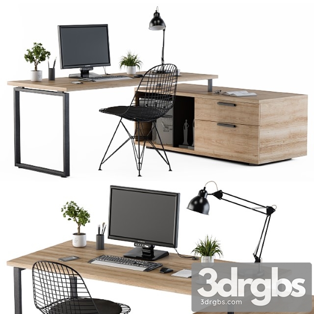 Home office wooden loft style 2 3dsmax Download - thumbnail 1