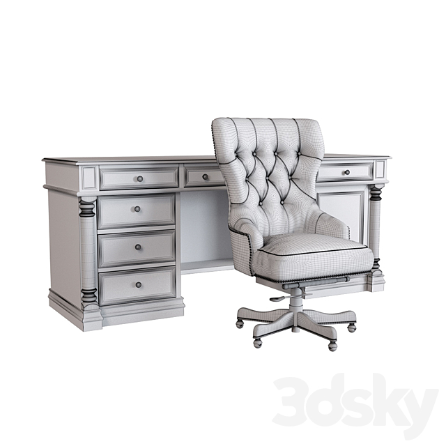 Hooker desk and chair 3dsMax Model - thumbnail 2