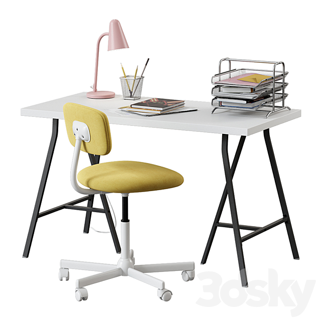 Ikea _ Linnmon – Lerberg Table + Bleckberget Chair 3DSMax File - thumbnail 2