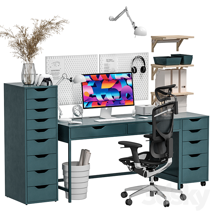 Ikea Alex Alex – Office Workplace 1 3DS Max Model - thumbnail 1