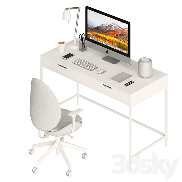 Ikea ALEX table and HATTEFJÄLL 3DS Max Model - thumbnail 2