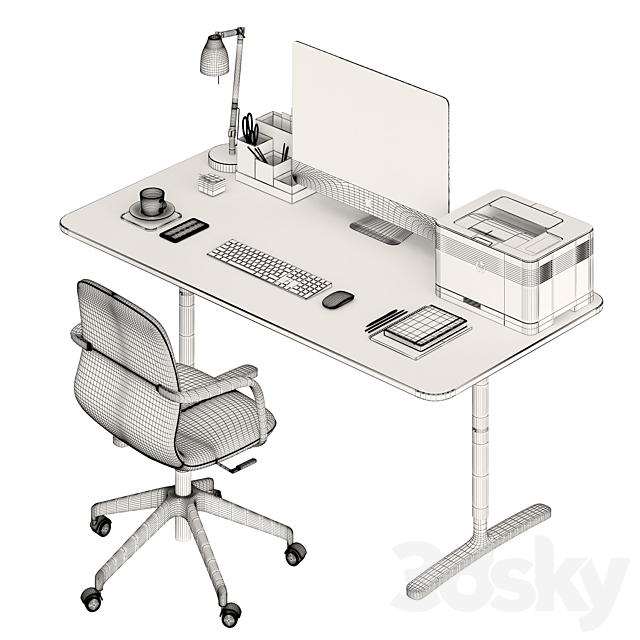 Ikea BEKANT desk and LÅNGFJÄLL Chair 3DSMax File - thumbnail 5