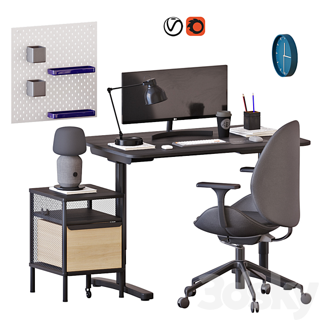 IKEA BEKANT working desk 1 3DSMax File - thumbnail 1