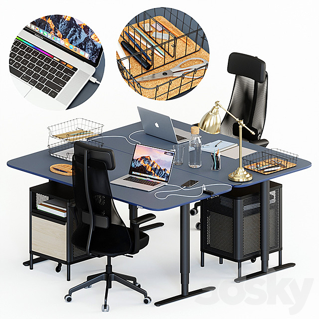 Ikea Bekant workplace part 1 3DSMax File - thumbnail 1