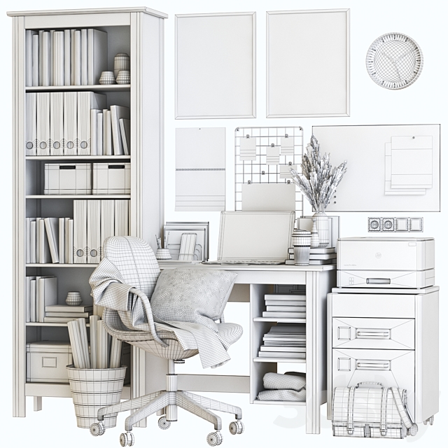 IKEA BRUSALI office workplace with LANGFJALL chair 3DSMax File - thumbnail 3