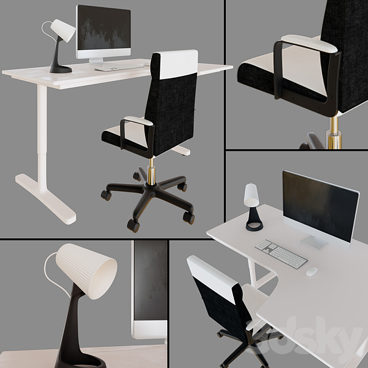 IKEA corner desk 3DS Max - thumbnail 1