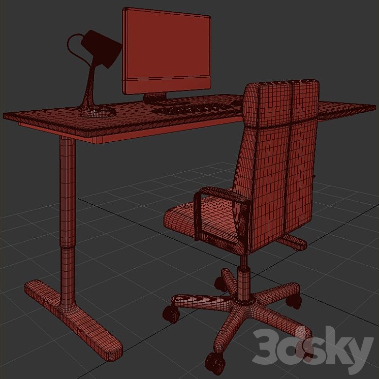 IKEA corner desk 3DS Max - thumbnail 2