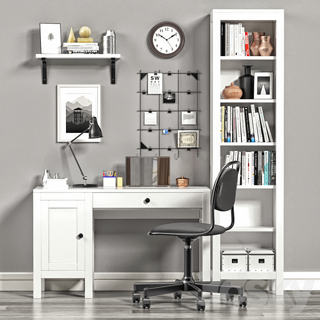 Ikea Hemnes Workplace and Bookcase 3DSMax File - thumbnail 2