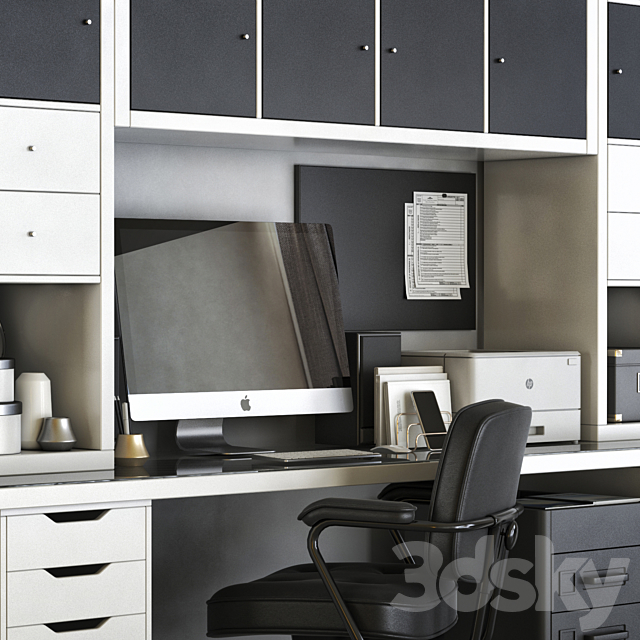 IKEA KALLAX office workplace 3DS Max Model - thumbnail 2