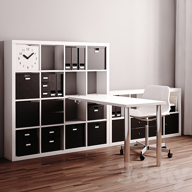 IKEA Kallax Workstation 3ds Max - thumbnail 1