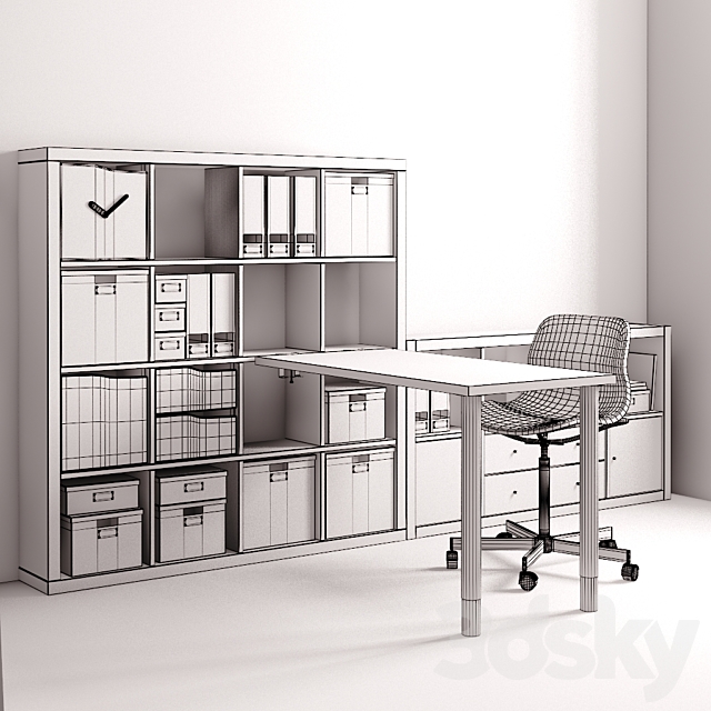 IKEA Kallax Workstation 3ds Max - thumbnail 2