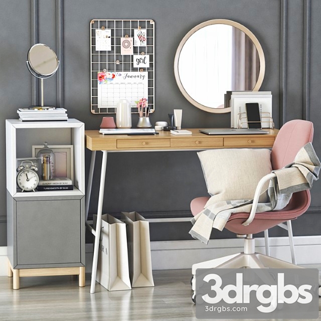 Ikea lillasen dressing table and workplace 2 3dsmax Download - thumbnail 1