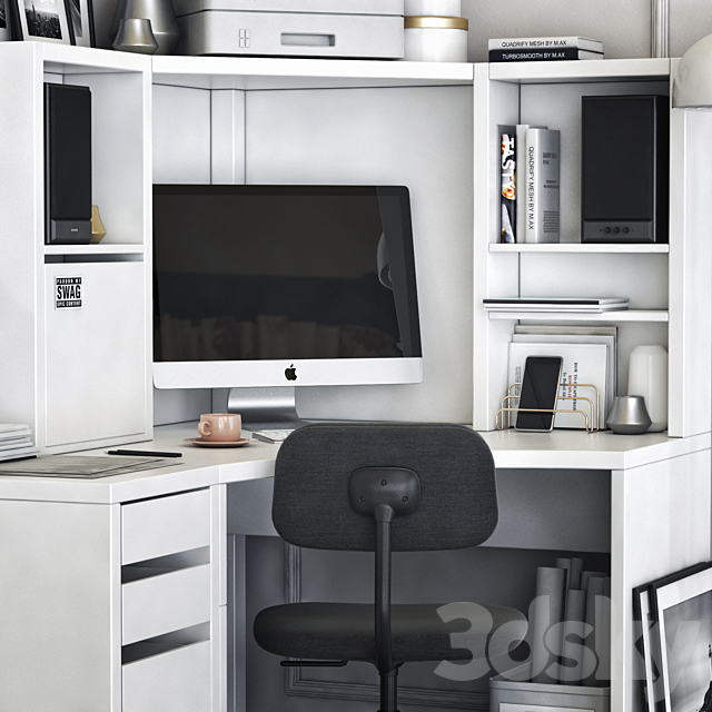 IKEA MICKE corner workplace 3DS Max Model - thumbnail 2