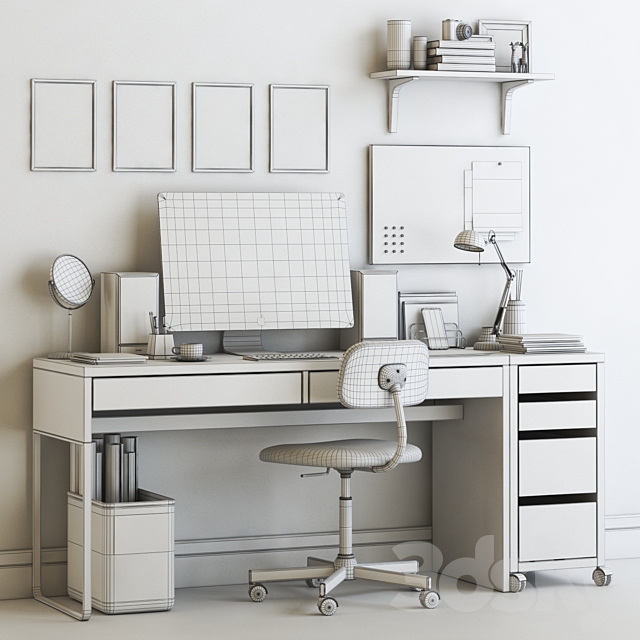 IKEA MICKE scandinavian office workplace set 3DSMax File - thumbnail 4