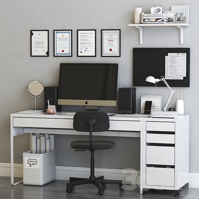 IKEA MICKE scandinavian office workplace set 3DSMax File - thumbnail 5