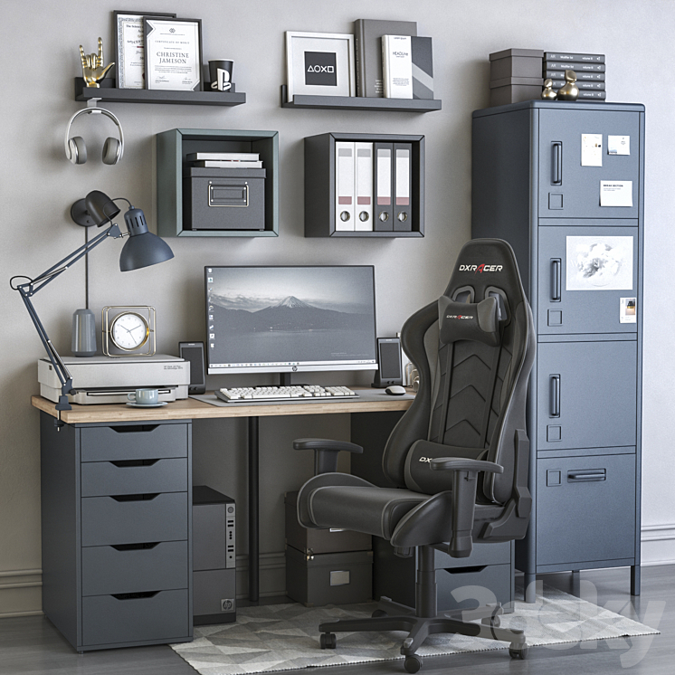 IKEA office workplace 130 3DS Max Model - thumbnail 1