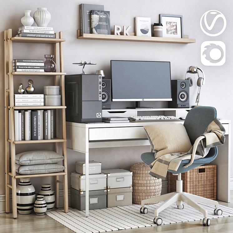 IKEA office workplace 68 3DS Max - thumbnail 1