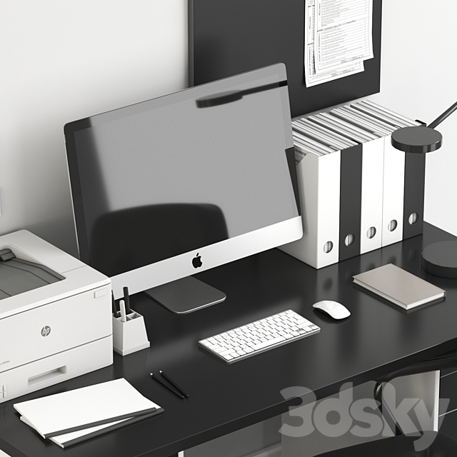 Ikea Office Workplace with Alex Table and Alefjall Chair 3DSMax File - thumbnail 4