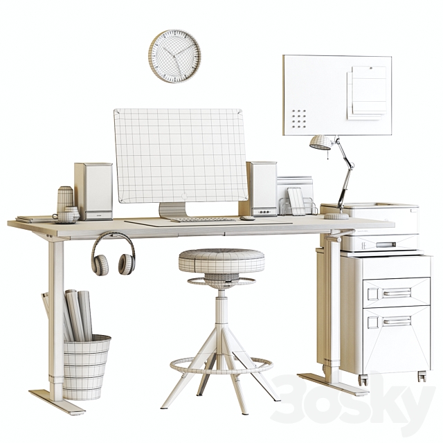 IKEA SKARSTA home and office workplace 3DSMax File - thumbnail 3