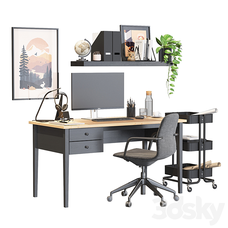 Ikea workplace Arkelstorp \/ Langfjall 3DS Max - thumbnail 1