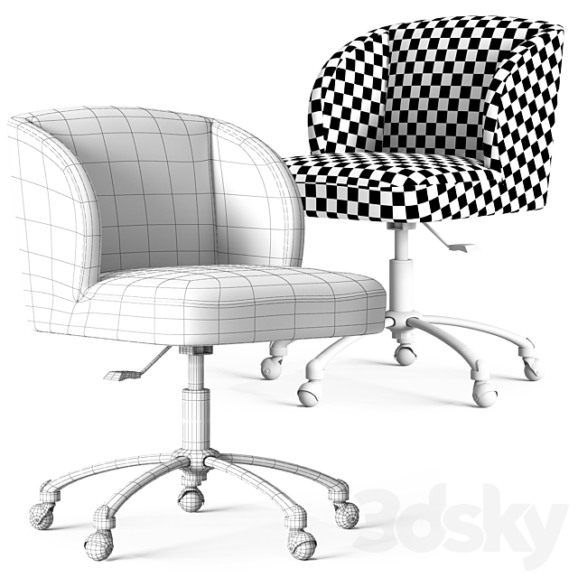 Ivory Sherpa Wingback Chair 3DSMax File - thumbnail 3